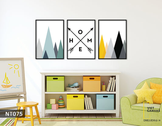 Bộ 3 Tranh Rừng Núi Và Quotes Home - NT075