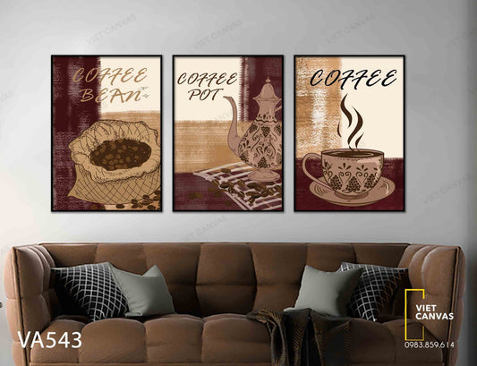 Bộ 3 Tranh Hương Vị Coffee Đặc Sắc - VA543