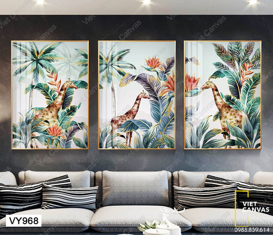 Bộ 3 Tranh Hươu Cao Cổ Giữa Rừng - VY968