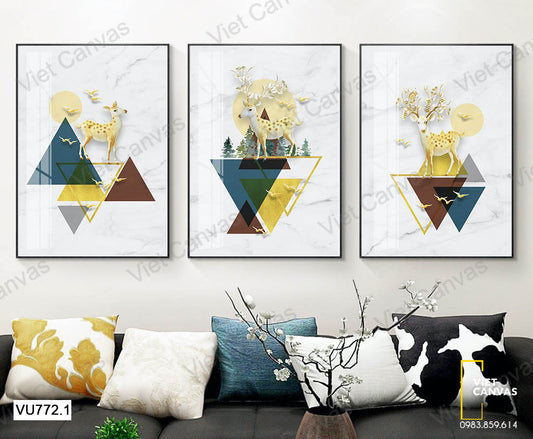 Bộ 3 Tranh Hươu Con Và Hình Tam Giác - VU772.1