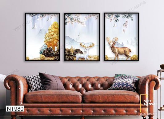 Bộ 3 Tranh Hươu Trong Khu Rừng - NT980