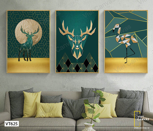 Bộ 3 Tranh Hươu Và Con Hạc - VT625