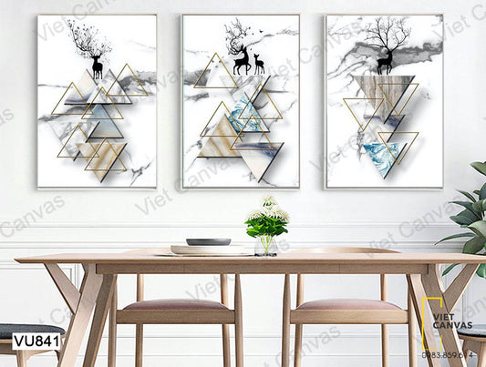 Bộ 3 Tranh Hươu Và Hình Tam Giác - VU841