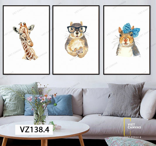 Bộ 3 Tranh Hươu Và Thỏ - VZ138.4