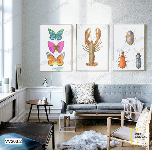 Bộ 3 Tranh Tôm Hùm Và Côn Trùng - VV203.2