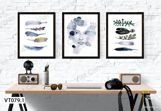 Bộ 3 Tranh Cô Gái Và Lông Vũ - VT079.1