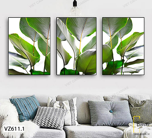 Bộ 3 Tranh Khóm Lá Xanh Ngát - VZ611.1