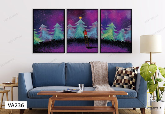 Bộ 3 Tranh Không Gian Tím Mộng Mơ - VA236