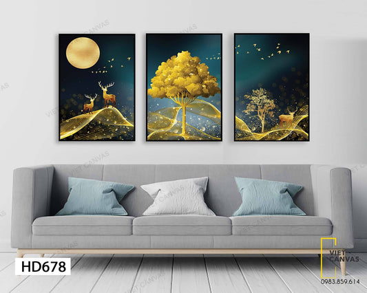 Bộ 3 Tranh Khu Rừng Về Đêm - HD678
