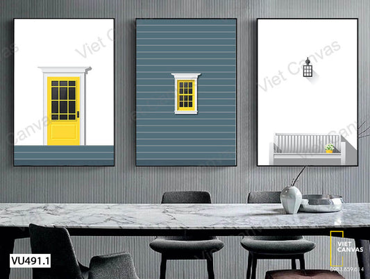 Bô 3 Tranh Khung Cửa Và Cái Ghế - VU491.1