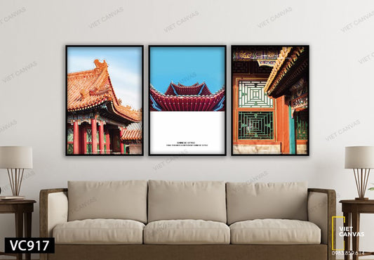 Bộ 3 Tranh Kiến Trúc Trung Hoa - VC917