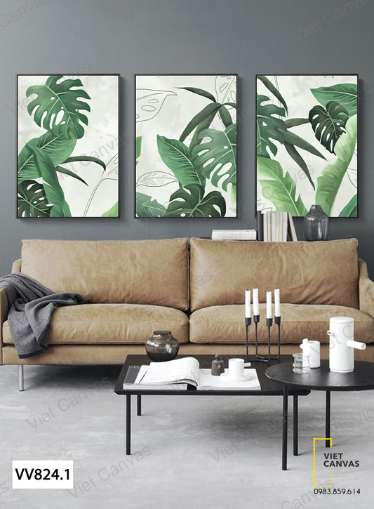Bộ 3 Tranh Lá Cây - VV824.1