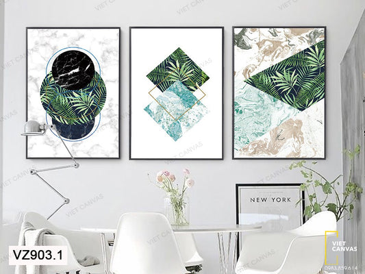 Bộ 3 Tranh Lá Cây Ấn Tượng - VZ903.1