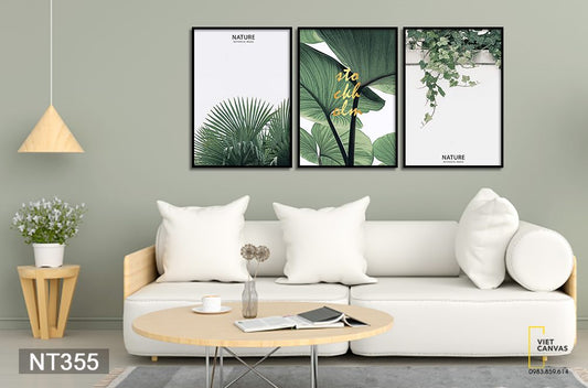 Bộ 3 Tranh Lá Cây Nhiệt Đới Tươi Mát - NT355