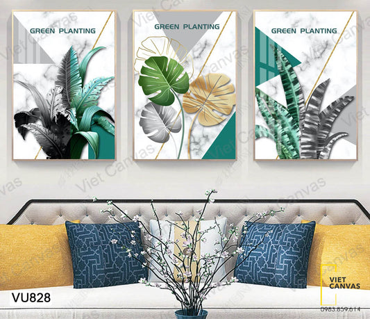 Bộ 3 Tranh Lá Cây - VU828