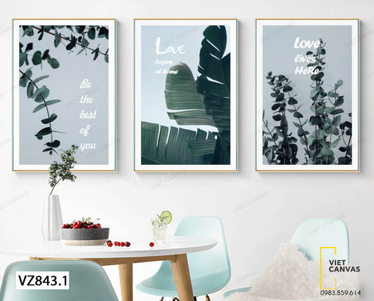 Bộ 3 Tranh Lá Cây Tuyết Sơn Và Lá Chuối - VZ843.1