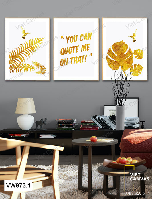 Bộ 3 Tranh Lá Cây Và Quotes - VW973.1