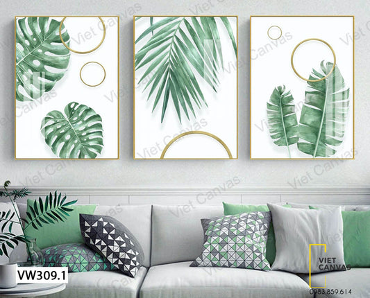 Bộ 3 Tranh Lá Cây Nghệ Thuật - VW309.1