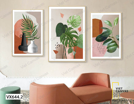 Bộ 3 Tranh Lá Cây Xanh Ấn Tượng - VX644.2