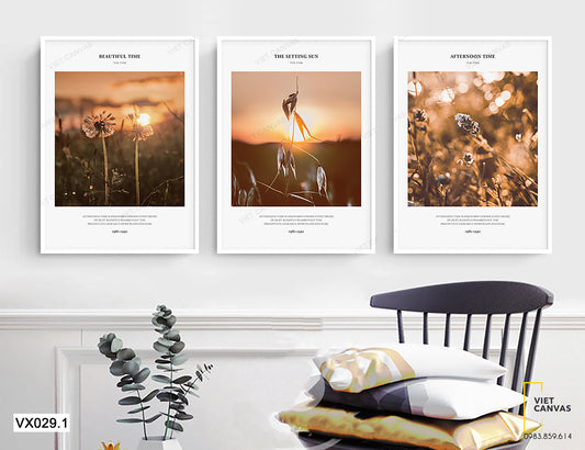 Bộ 3 Tranh Lá Hoa Nhỏ Trong Rừng - VX029.1