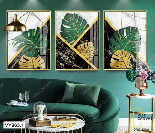 Bộ 3 Tranh Lá Cây Xanh Và Vàng - VY963.1