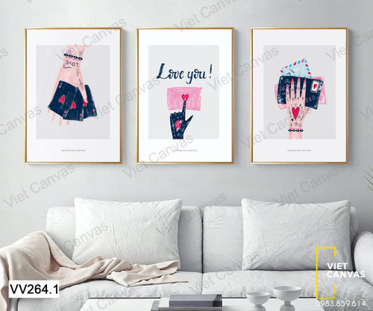 Bộ 3 Tranh Bức Thư Và Lá Bài - VV264.1