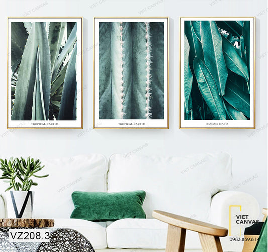 Bộ 3 Tranh Lá Xanh Tươi Mát - VZ208.3