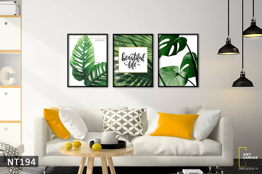 Bộ 3 Tranh Lá Xanh Tươi Mát - NT194