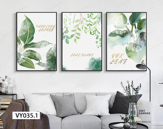 Bộ 3 Tranh Lá Cây Xanh - VY035.1