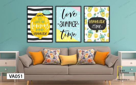 Bộ 3 Tranh Chanh Tươi Và Quotes - VA051