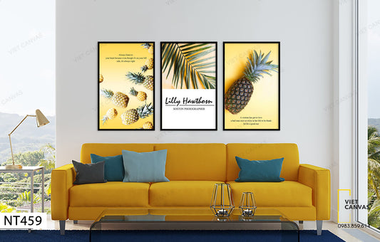 Bộ 3 Tranh Lá Cây Xanh Và Quả Dứa - NT459