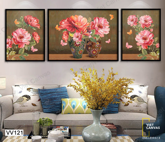 Bộ 3 Tranh Bình Hoa - VV121