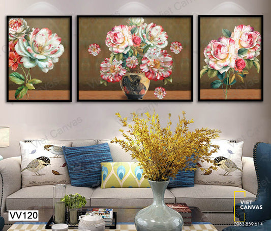 Bộ 3 Tranh Bình Hoa - VV120