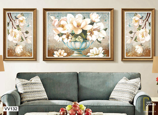 Bộ 3 Tranh Bình Hoa Và Cành Hoa - VV132