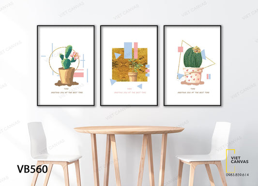 Bộ 3 Tranh Bộ Xương Rồng Và Cây - VB560