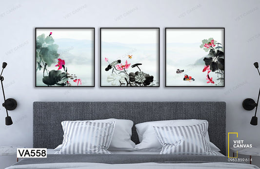 Bộ 3 Tranh Hồ Sen - VA558