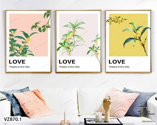 Bộ 3 Tranh Cành Lá Xanh - VZ870.1