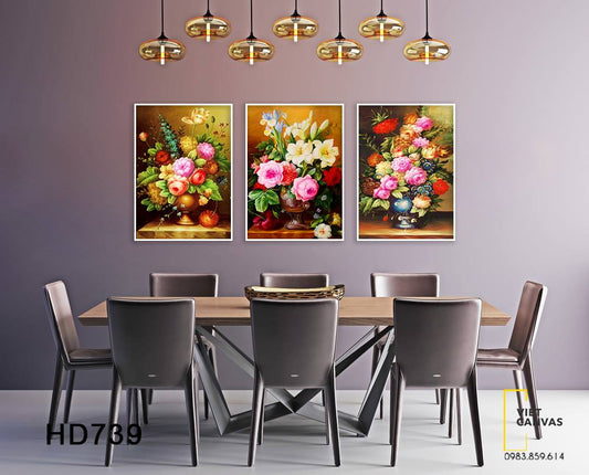 Bộ 3 Tranh Sắc Màu Lọ Hoa - HD739