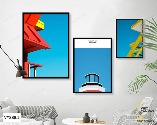 Bộ 3 Tranh Mái Nhà Sắc Màu - VY888.2