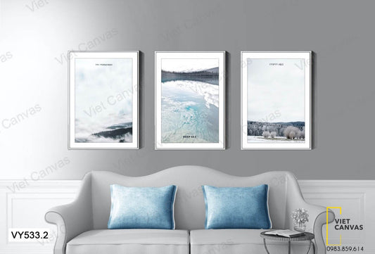 Bộ 3 Tranh Mặt Hồ Mùa Đông - VY533.2