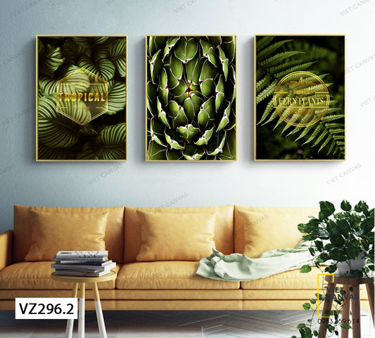 Bộ 3 Tranh Màu Xanh Cây Cối Sinh Động - VZ296.2