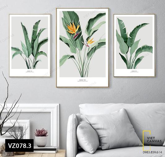 Bộ 3 Tranh Màu Xanh Tươi Mát Của Cây - VZ078.3
