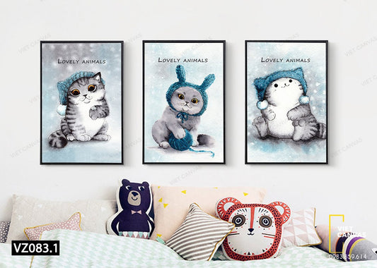 Bộ 3 Tranh Mèo Con Dễ Thương - VZ083.1