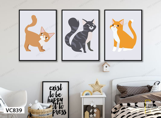 Bộ 3 Tranh Mèo Dễ Thương - VC839