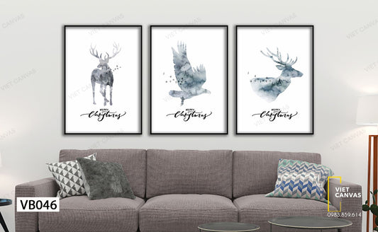 Bộ 3 Tranh Hươu Và Chim - VB046