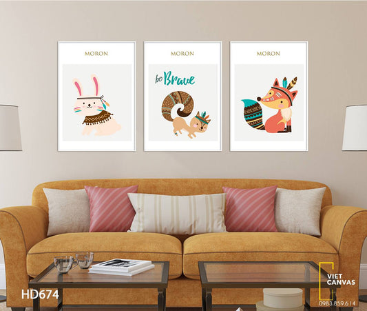 Bộ 3 Tranh Chú Sóc Dễ Thương - HD674