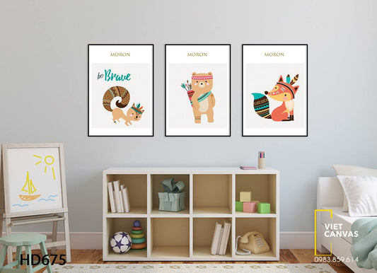 Bộ 3 Tranh Chú Sóc Đáng Yêu - HD675