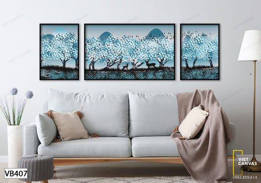Bộ 3 Tranh Hươu Giữa Rừng Cây - VB407