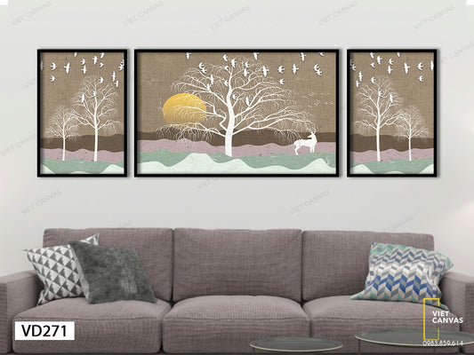 Bộ 3 Tranh Nai Giữa Khu Rừng - VD271