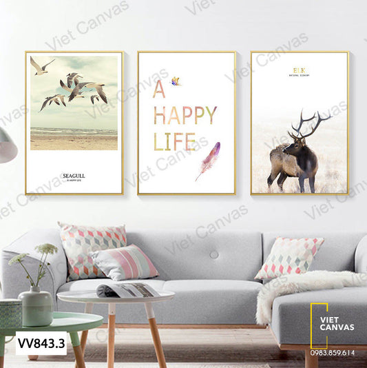 Bộ 3 Tranh Chú Hưu Và Những Con Chim - VV843.3